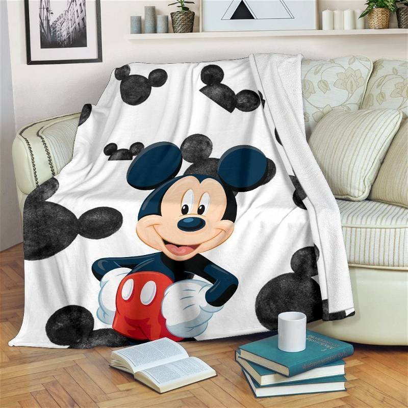 Cute Mickey Mouse Sherpa Fleece Blanket Gifts for Family, for Couple