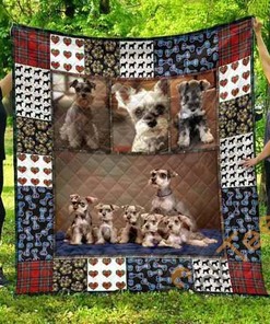 Cute Miniature Schnauzer Pets Dog Quilt Blanket Bedding Set