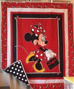 Cute Minnie Fabric Quilt Blanket Bedding Set for Home Décor