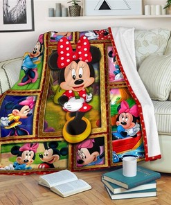 Cute Minnie Mouse Sherpa Fleece Blanket Gifts for Family, for Couple