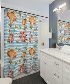 Cute Mushroom Shower Curtain, Retro Shower Curtain, Boho Mushroom Shower Curtain, Gothic, Cottage Core Bathroom Accessories, Shower Curtain