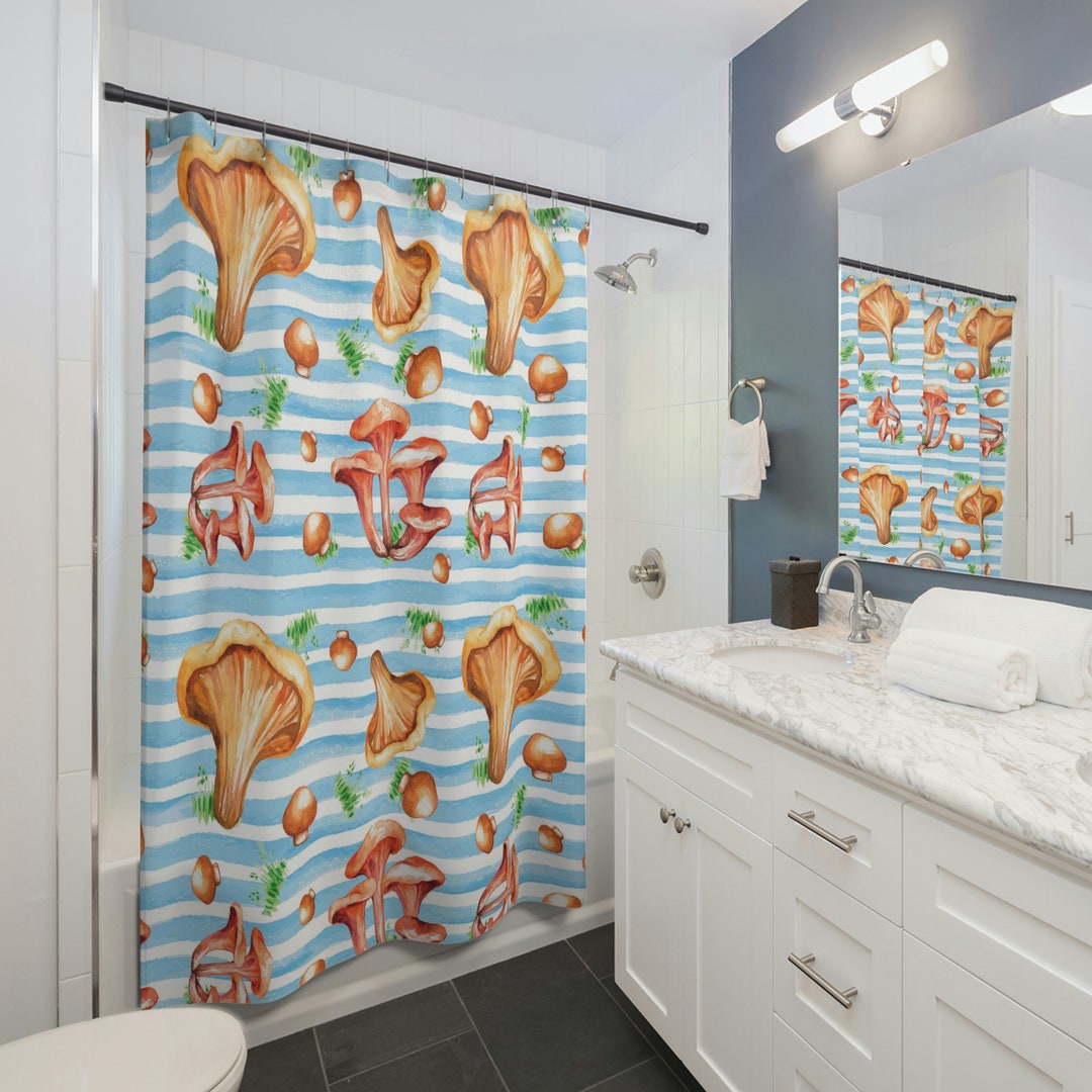 Cute Mushroom Shower Curtain, Retro Shower Curtain, Boho Mushroom Shower Curtain, Gothic, Cottage Core Bathroom Accessories, Shower Curtain