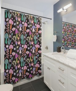 Cute Mushroom Shower Curtain, Retro Shower Curtain, Boho Shower Curtain, Gothic, Cottage Core Shower Curtain, Woodland Shower Curtain