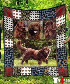 Cute Newfie Pets Dog Quilt Blanket Bedding Set
