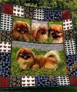 Cute Pekingese Dog Quilt Blanket Bedding Set