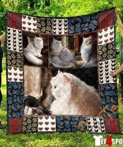 Cute Persian Cat Pet Lover Quilt Blanket Bedding Set