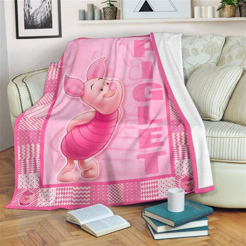 Cute Piglet Funny Sherpa Fleece Blanket Gifts for Family, for Couple