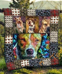Cute Pitbull Pets Dog 3D Quilt Blanket Bedding Set