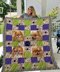 Cute Pomeranian Quilt Blanket Bedding Set for Home Décor