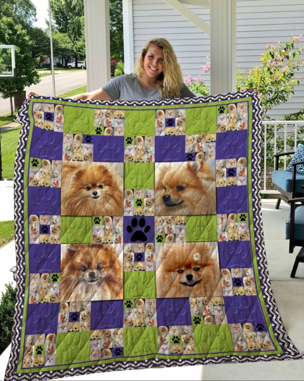 Cute Pomeranian Quilt Blanket Bedding Set for Home Décor
