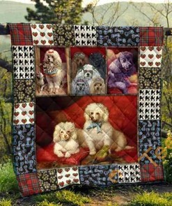 Cute Poodle Pets Dog Quilt Blanket Bedding Set