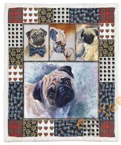 Cute Pug Pets Dog 3D Quilt Blanket Bedding Set
