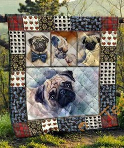 Cute Pug Pets Dog Quilt Blanket Bedding Set
