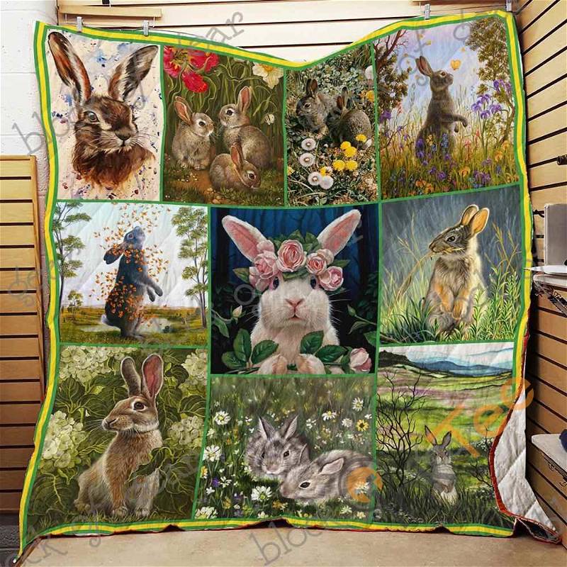 Cute Rabbit Quilt Blanket Bedding Set
