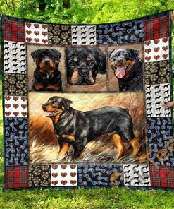 Cute Rottweiler Pets Dog 3D Quilt Blanket Bedding Set