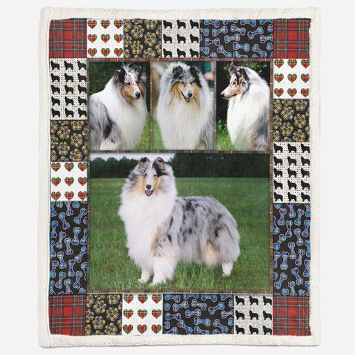 Cute Rough Collie Pets Dog Quilt Blanket Bedding Set