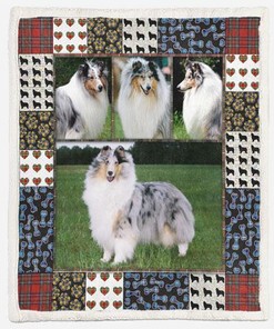 Cute Rough Collie Pets Dog Quilt Blanket Bedding Set