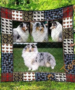 Cute Rough Collie Pets Dog Quilt Blanket Bedding Set
