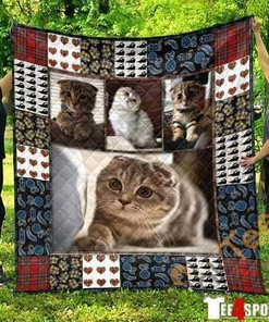 Cute Scottish Fold Pets Cat Lover Quilt Blanket Bedding Set