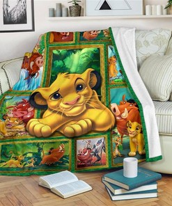 Cute Simba Lion King Sherpa Fleece Blanket Gifts for Family, for Couple