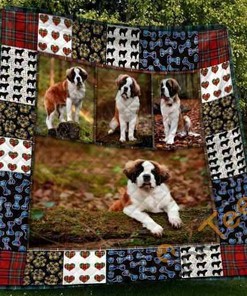 Cute St. Bernard Dog Quilt Blanket And Bedding Set