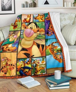 Cute Tigger Winnie The Pooh Sherpa Fleece Blanket Gifts for Family, for Couple