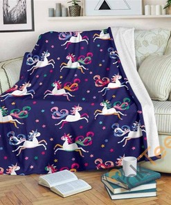 Cute Unicorn Sherpa Fleece Blanket Gifts for Family, for Couple