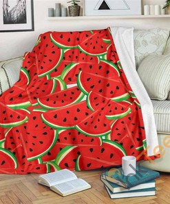 Cute Watermelon Pieces Pattern Sherpa Fleece Blanket Gifts for Family, for Couple