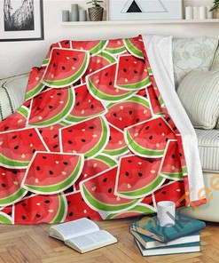 Cute Watermelon Slices Pattern Sherpa Fleece Blanket Gifts for Family, for Couple