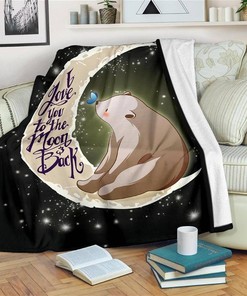 Cute White Bear I Love You To The Moon And Back Sherpa Fleece Blanket Gifts for Family, for Couple