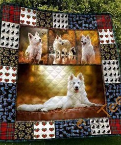 Cute White Swiss Shepherd Pets Dog 3D Quilt Blanket Bedding Set