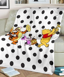 Cute Winnie The Pooh Friend Sherpa Fleece Blanket Gifts for Family, for Couple