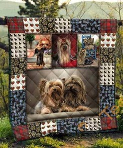 Cute Yorkshire Terrier Pets Dog Quilt Blanket Bedding Set