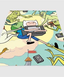 Cutest Finn Adventure Time Sherpa Fleece Blanket Gifts for Family, for Couple
