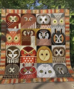 Cutiest Owls Quilt Blanket Bedding Set for Home Décor