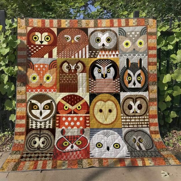 Cutiest Owls Quilt Blanket Bedding Set for Home Décor