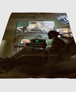 Cyberpunk 2077 3d Futuristic Art Sherpa Fleece Blanket Gifts for Family, for Couple