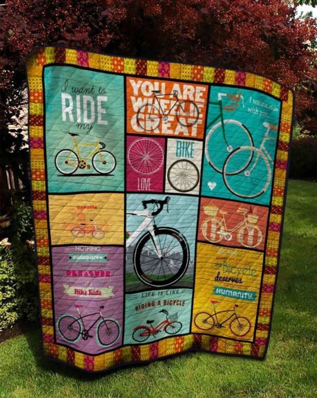 Cycling Life Is Like Riding A Bicycle Quilt Blanket Bedding Set