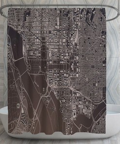 DC Map Shower Curtains, Washington DC Map Shower Curtain, Cityscape Decor, Cool Bathroom, Industrial Bath Decor