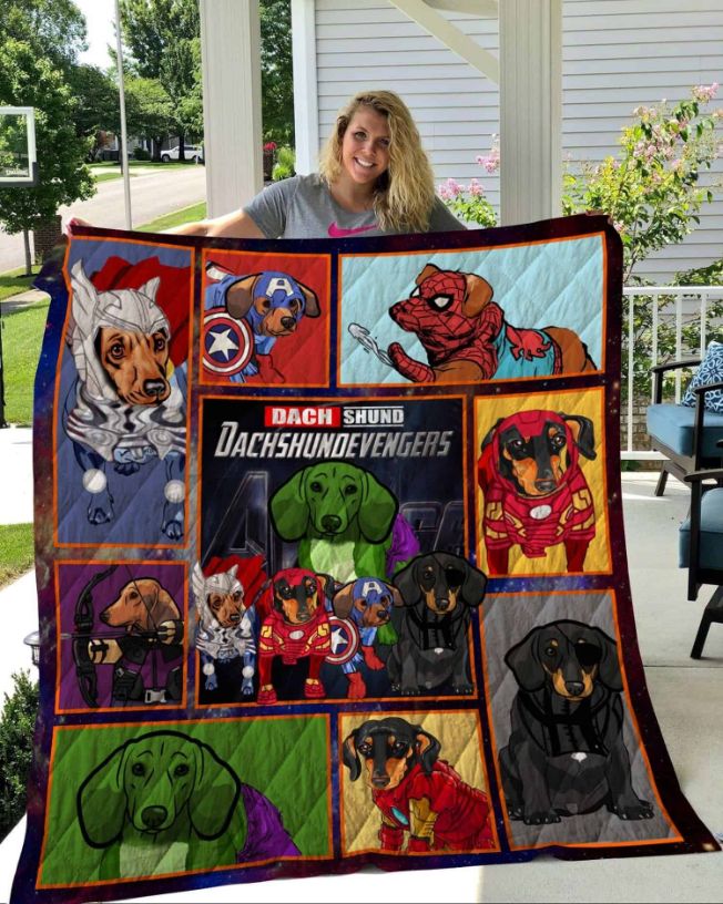 Dachshund Avengers Quilt Blanket