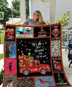 Dachshund Christmas Collection Quilt Blanket