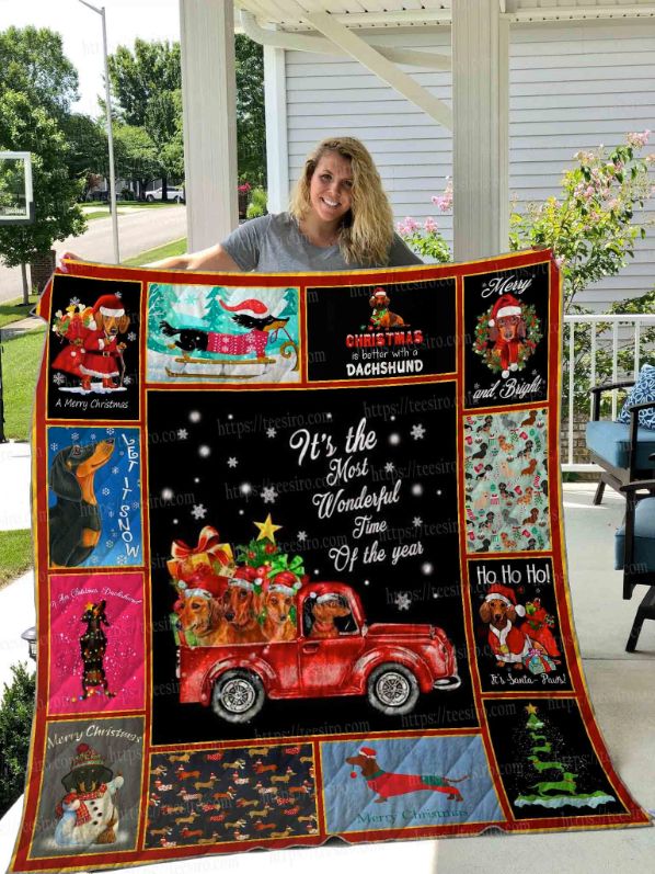 Dachshund Christmas Collection Quilt Blanket Bedding Set