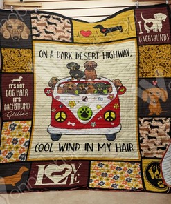 Dachshund On A Dark Desert Highway Cool Wind In My Hair Quilt Blanket Bedding Set
