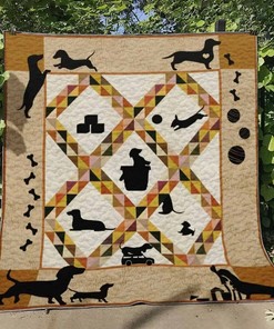 Dachshund Pattern Quilt Blanket Bedding Set for Home Décor