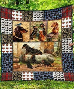 Dachshund Pets Dog Cute Quilt Blanket Bedding Set