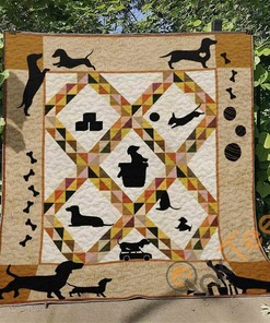 Dachshund Quilt Blanket Bedding Set With Pilliwcases Option For Picnic Or Home Decor