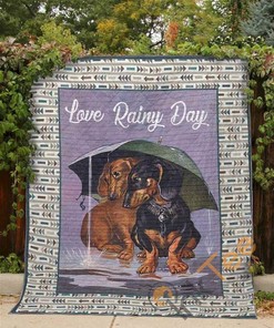 Dachshund Rainy Day Quilt Blanket Bedding Set