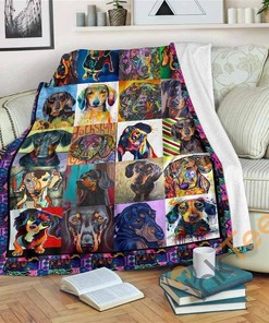 Dachshund Sherpa Blanket Fleece Blanket Gifts for Dog Lovers