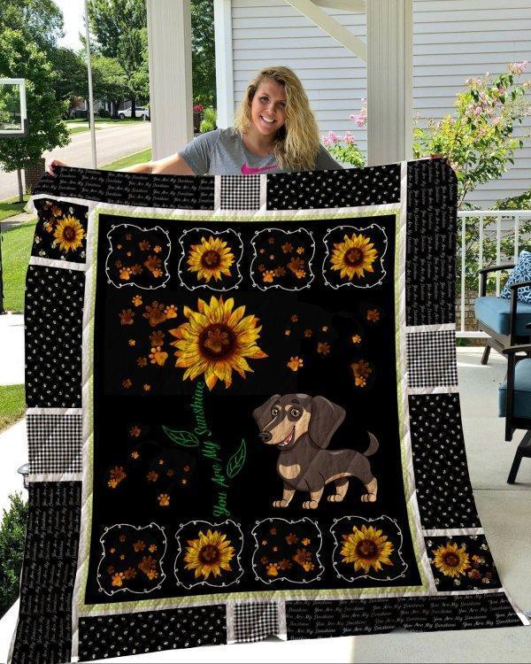 Dachshund Sunflower Quilt Blanket Bedding Set for Home Décor