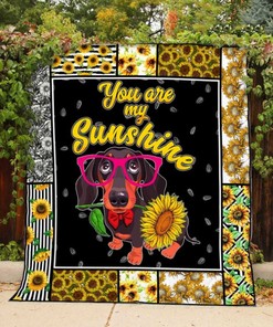 Dachshund Sunflower You Are My Sunshine Quilt Blanket Bedding Set